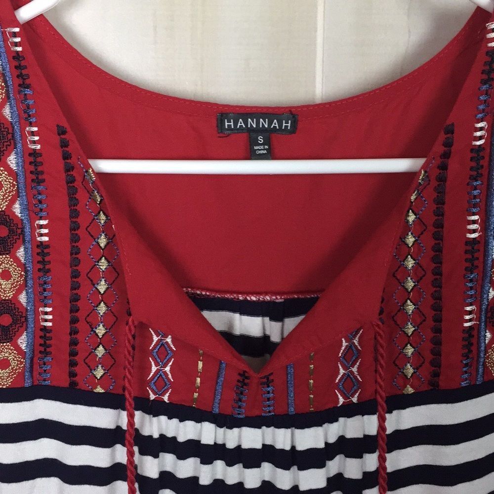 Hannah Womens Striped Embroidered Tank Top Size Small - Picture 4 of 11